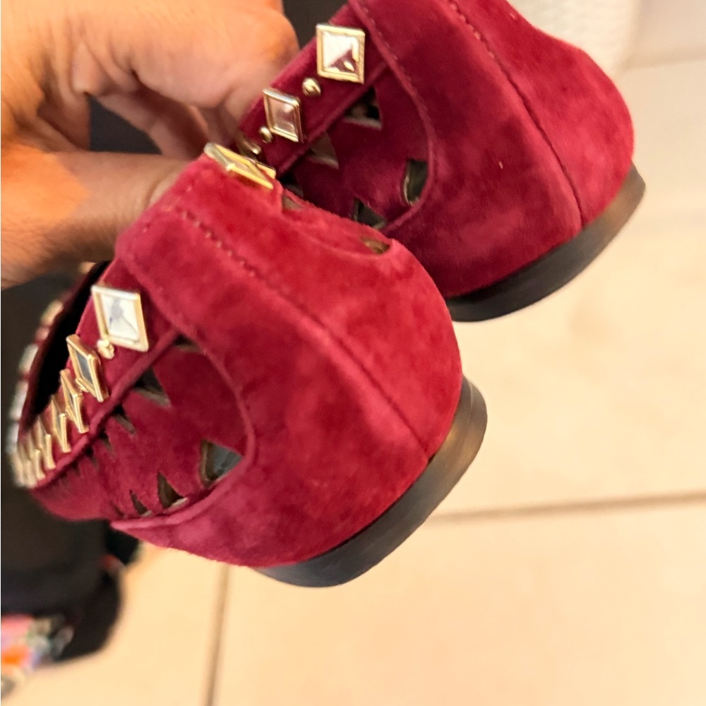 Tory Burch Red Flats with Gold Studs - Picture 3 of 6